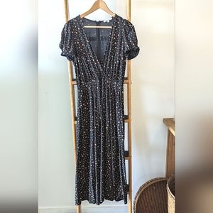 Madewell Puff Sleeve Faux Wrap Midi Dress in Scatter Floral size 2